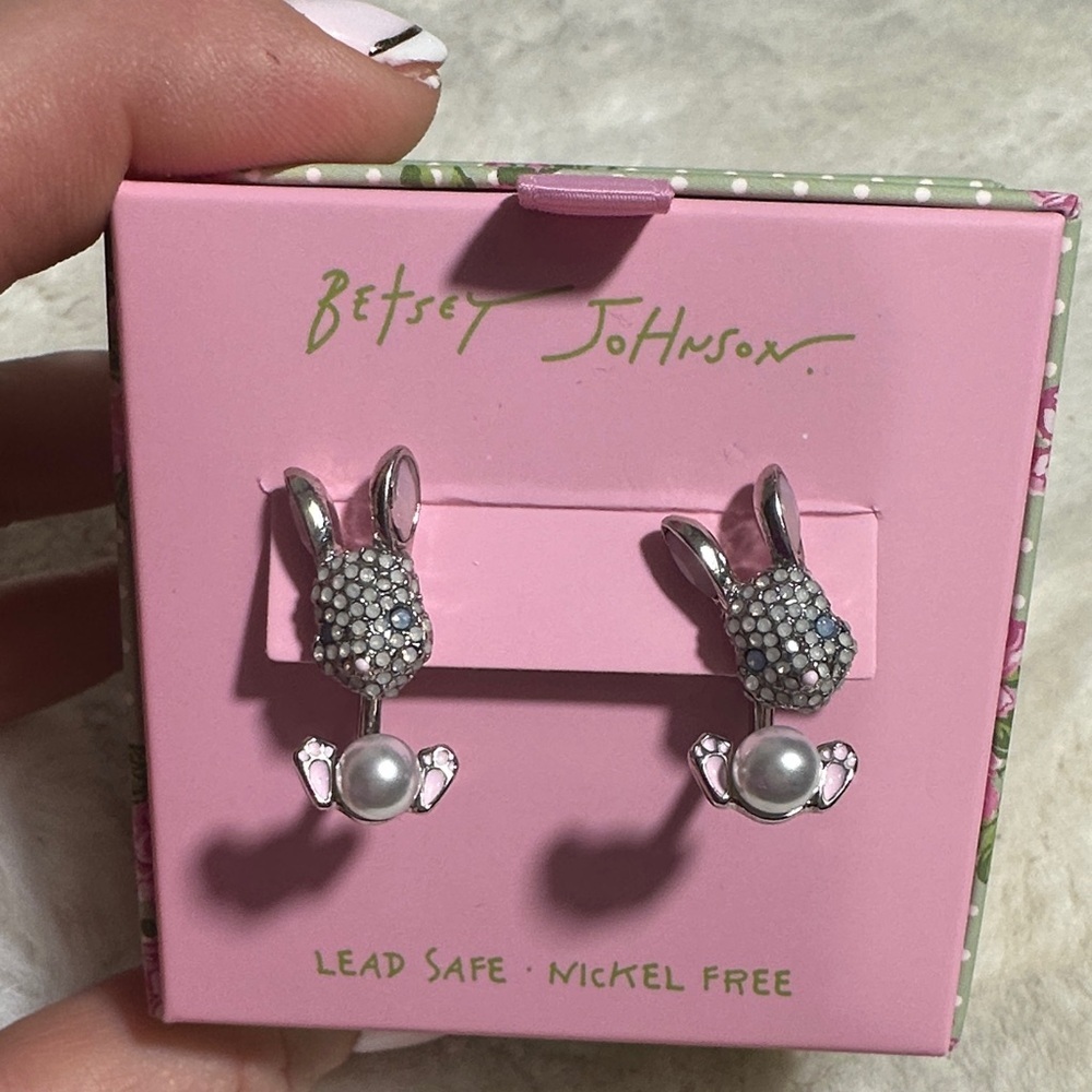 Betsey Johnson Easter rabbit earrings with jackets